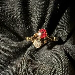 Antique 14k Ruby and Diamond Ring